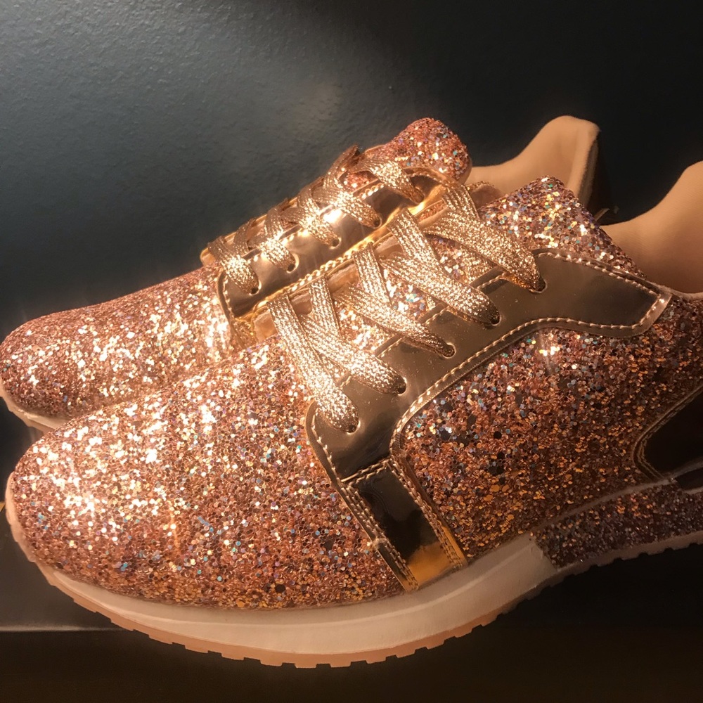 Rose Gold Glitter Sneakers